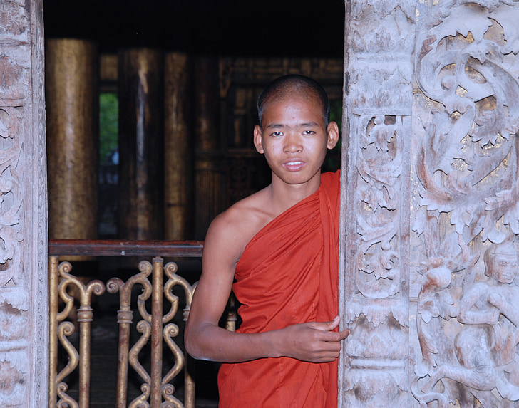 monaci, Birmania, Tempio, Myanmar