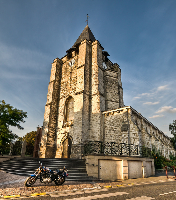 church, architecture, pierre, motorcycle