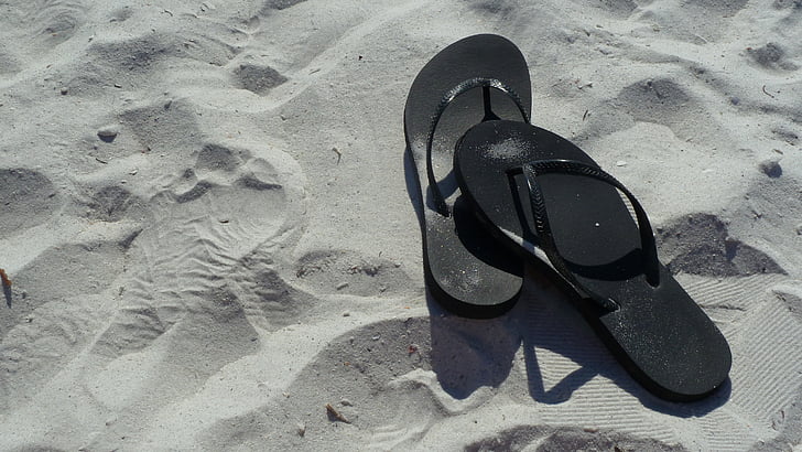 Flip Flops, Sommer, Urlaub, Sand, Strand, Sand Strand