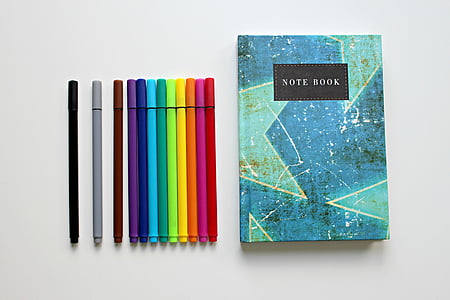 色ペン, カラフルです, 色ペン, カラフルです, ノートブック, ロイヤリティの画像, 背景