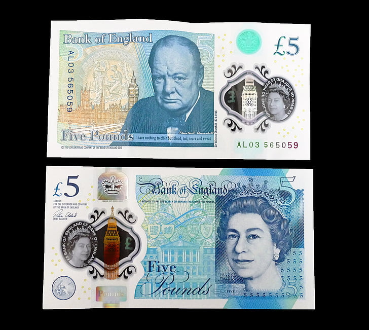 penkių pound note, grynųjų pinigų, pinigų, Svaras, Didžiosios Britanijos, finansų, verslo