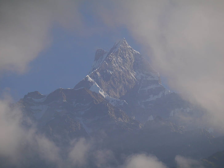montanha, nuvens, Nepal, paisagem, céu, pico, Trekking