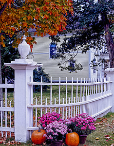 Vermont, őszi, ősz, évszakok, kerítés, ház, haza