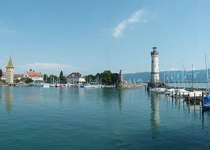 Lindau, Baviera, Lago de Constança, férias, farol, entrada do Porto, Porto