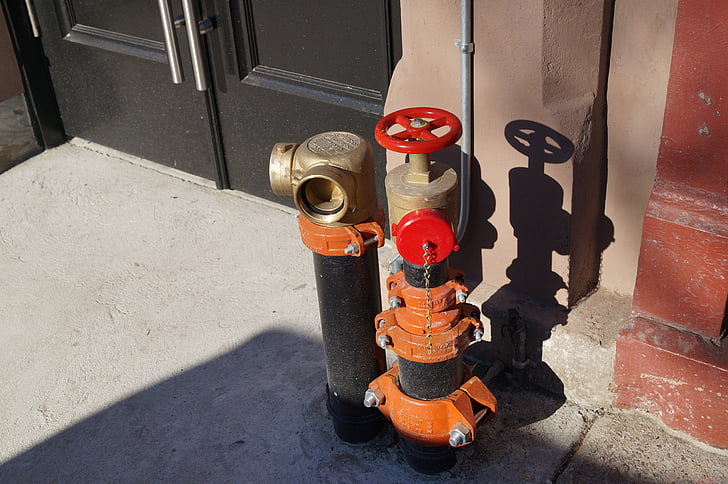 brannhydrant, vann hydrant, hydrant, rød, vannkilde, brannmenn, maskiner