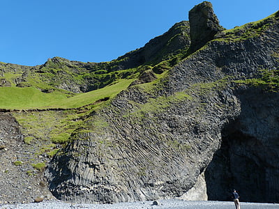 아이슬란드, vik, 사우스 코스트, 산, 바위, 돌, 현무암
