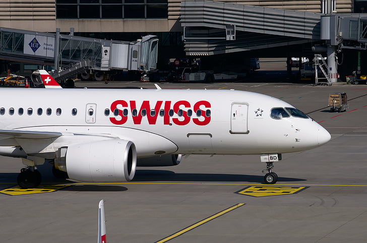 schweiziska, flygplan, Airbus, A320, Flygplatsen Zürich, flygplats, Schweiz