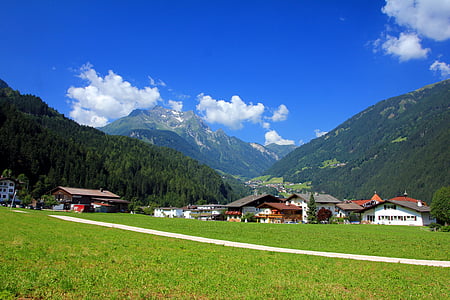 alpine, village, mountains, landscape, mountain, european Alps, switzerland