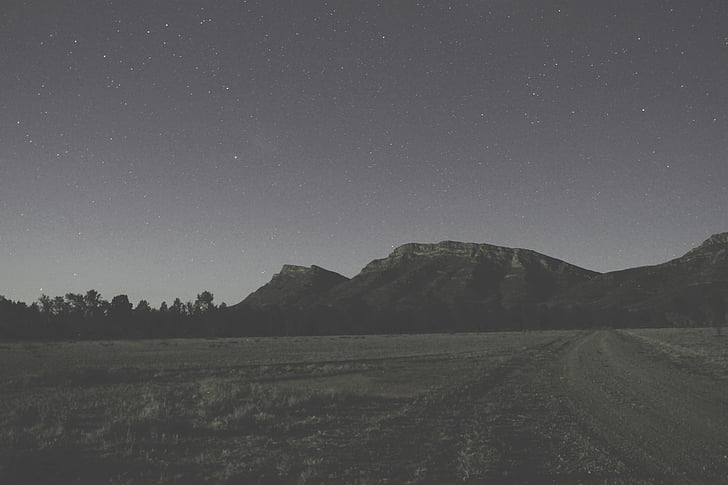 landscape, photography, mountain, near, trees, nighttime, forest
