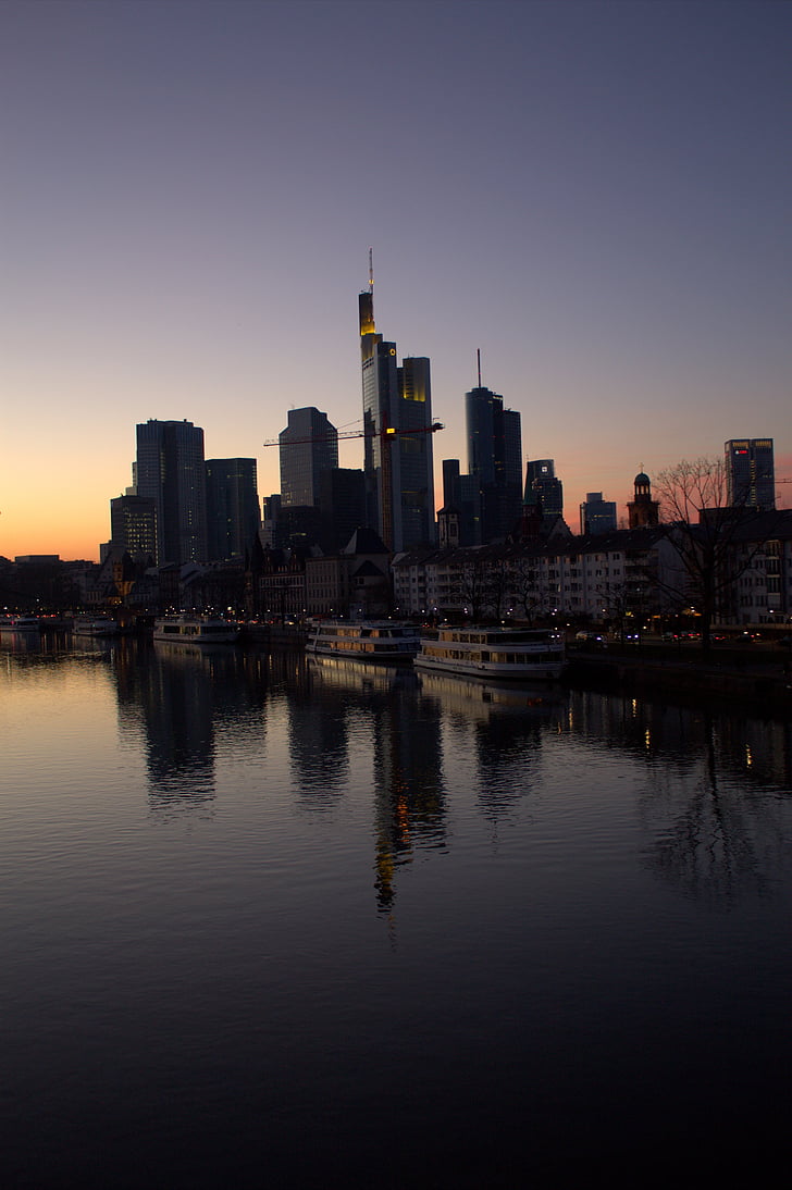 skline, Frankfurt, Tower, Etusivu, rakennus, arkkitehtuuri, Harbour city