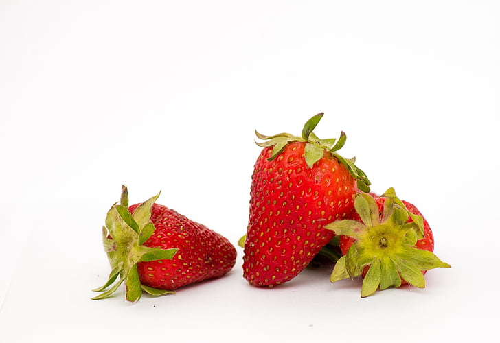 jordgubbar, frukt, röd frukt, Bra mat, vit bakgrund, bär, Söt