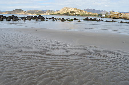 konsistens, Sand, bakgrund, sommar, skrynkliga, sand beach, Spanien