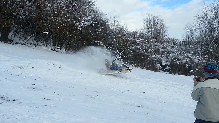 sleigh ride, action, movement, hill, fun, jump, snow