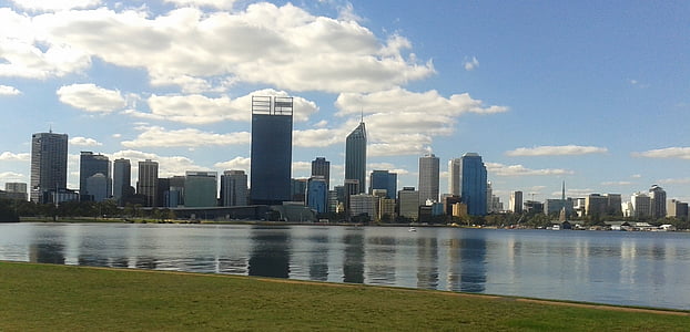 Perth, Australien, staden, Skyline, skyskrapa, stadsbild, resor