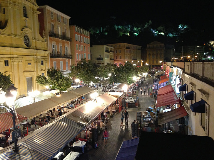 bello, Francia, Costa Azzurra, Cours sela, notte, mercato, persone
