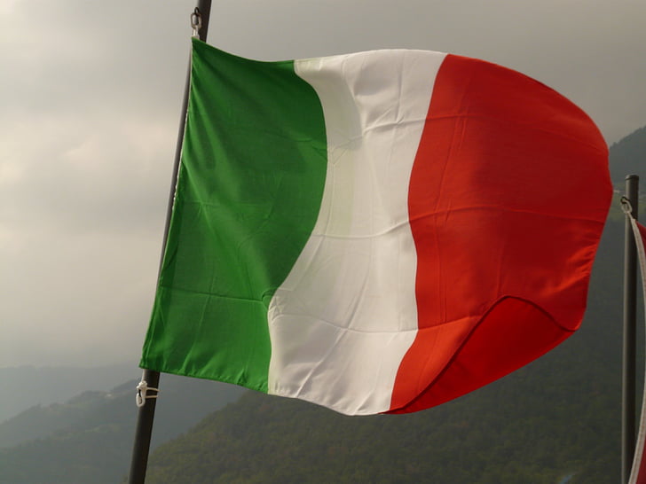 Bandera, Itàlia, vent, verd, blanc, vermell, aleteig
