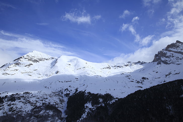 montaña, nieve, Pirineos, senderismo, paisaje, sol, naturaleza
