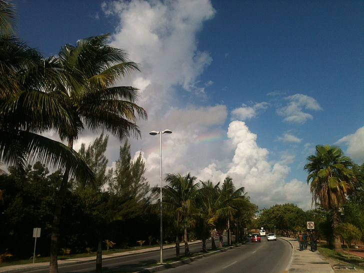 rainbow, mexico, cancun, sky, mexican, tropical, nature