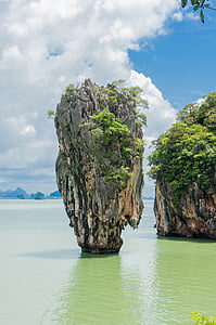 acantilado de piedra caliza, Phang nga bay, paisaje, natural, montaña, roca, Océano
