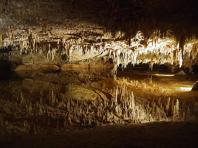 luray caverns, cave, reflection, stalactite, virginia, united states