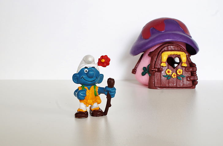 Smurf, Smurf, gambar, mainan, dekorasi, mengumpulkan, biru