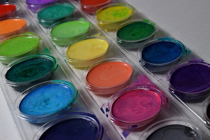 Akvarel, Farba, umenie, farebné, remeslo, štetec, viac farebné