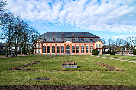 Darmstadt, Hessen, Tyskland, orangeri, bessungen, haven, Park