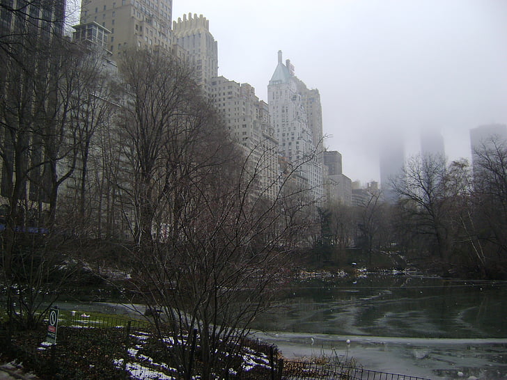 New york, město, mlha, Manhattan, Panoráma města, NYC, venku