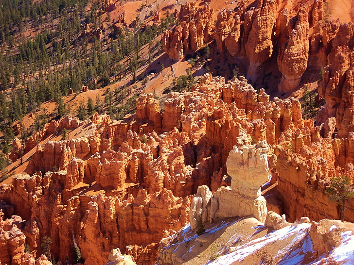 Bryce canyon, rdeče skale, zasneženih gorskih, dolina, Canyon, Bryce, nacionalni