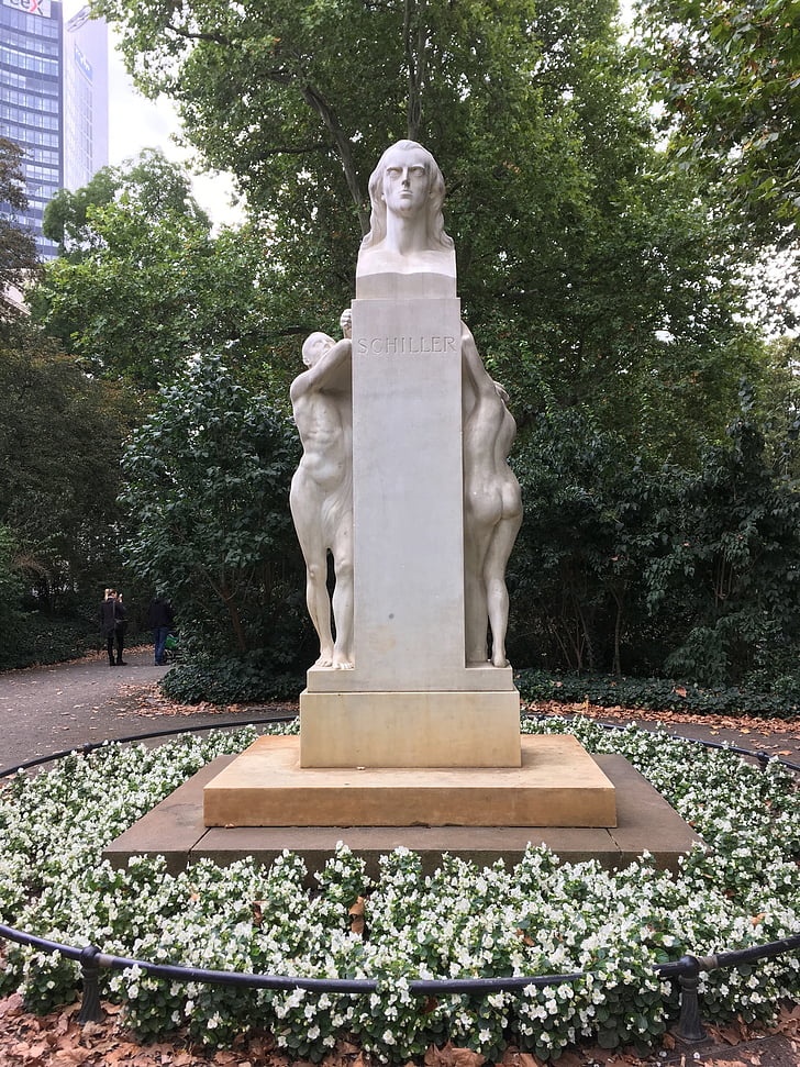 monument, leipzig, schiller, marble, statue, park