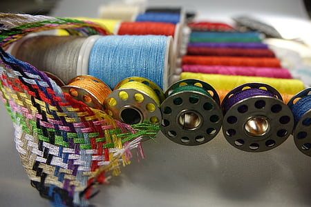 handarbeiten, coser, mano de obra, en espiral, colorido, hilo de rosca, hilado
