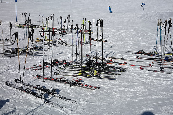 Langlauf Stokken, Ski, pauze, rest, skipiste, Skiën, Skigebied