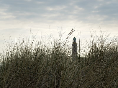 dune, beach, baltic sea, sea, lighthouse, atmospheric, evening sky