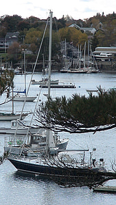 Camden harbour, thuyền buồm, Maine, Hoa Kỳ, tàu thuyền, Bến cảng