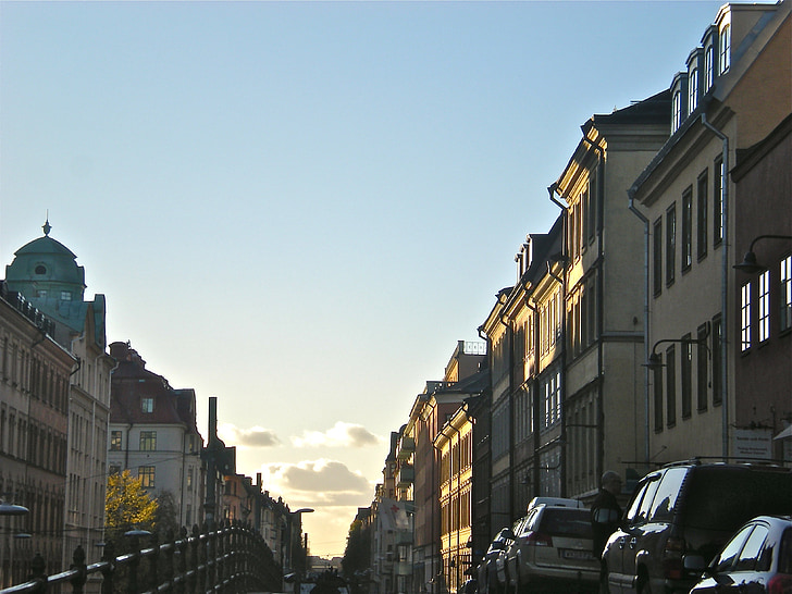 fachada, Hornsgatan, Estocolmo, ciudad, Södermalm