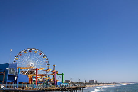 kiến trúc, Bãi biển, bầu trời xanh, Carnival, rõ ràng trên bầu trời, ánh sáng ban ngày, Ferris wheel