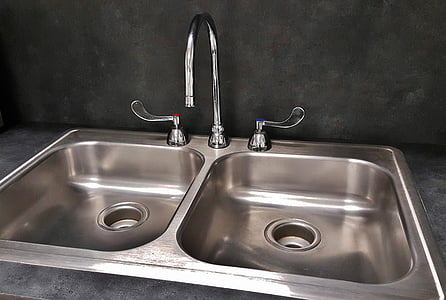 basin, sink, kitchen sink, tap, drain, faucet, countertop