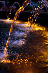 Fontaine, eau, rétro-éclairage, Jet, jet d’eau, décorations du parc