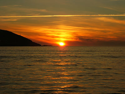 puesta de sol, Color, mar, naturaleza, al atardecer, verano, Scenics