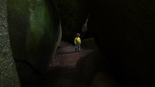 Brittany, Huelgoat, Finistère, otrok, svetlobe, rock, granit
