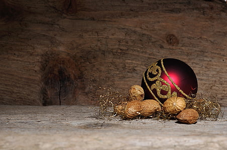 ornement de Noël, arachides, noix, bois, Déco, décoration, Christmas