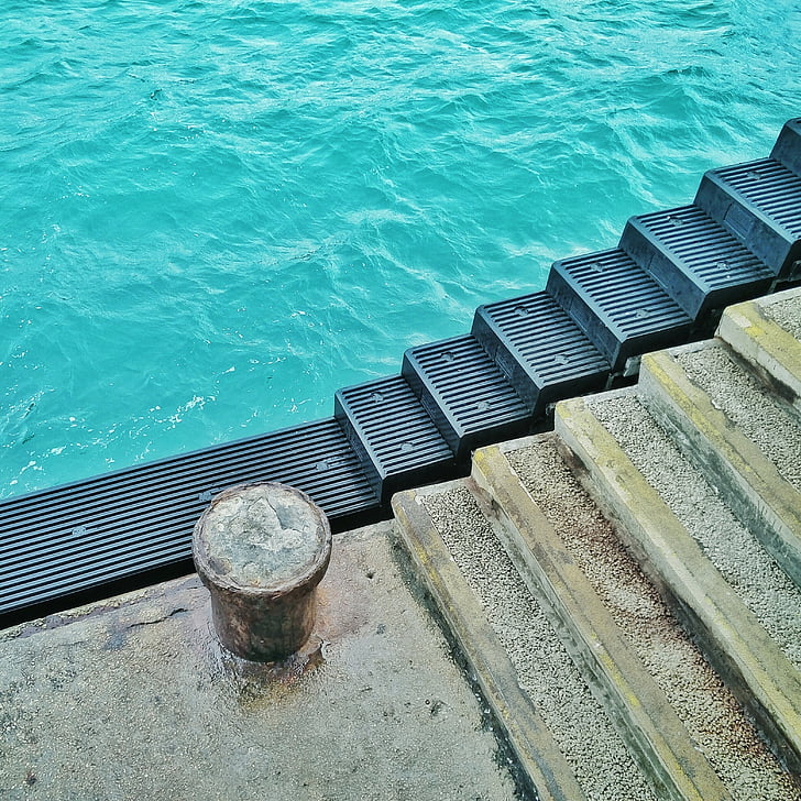 Hong kong, cais, mar, azul, água