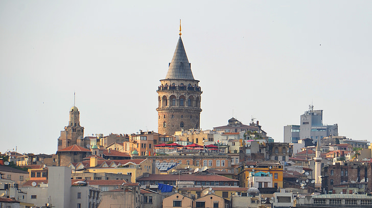 Galatatornet, platser av intresse, Turkiet, Istanbul, tornet, Bosphorus, Visa