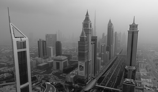 Dubaj, Skyline, mesto, arhitektura, nebotičnikov, mestne silhuete Dubaja, velikem mestu
