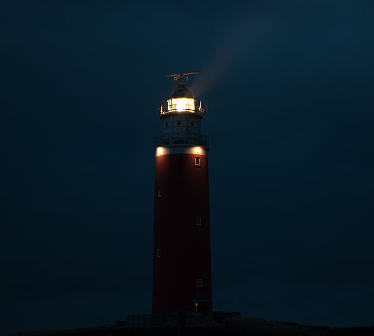 lighthouse, night, light, tower, mood, romantic, evening