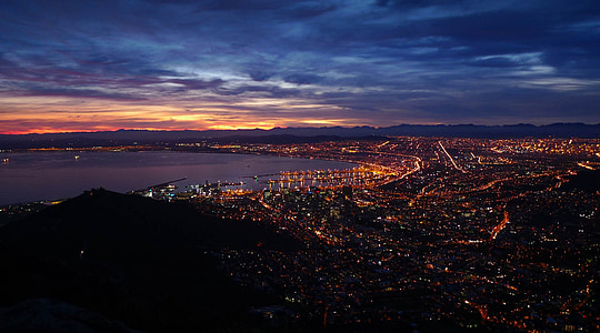 cape town, lions head, south africa, sunrise, travel, mountain, city