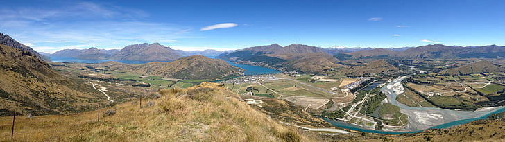 queenstown, lake wakatipu, southern alps, landscape, aerial, new zealand, south island