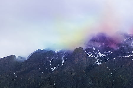bunte, bunte, Nebel, neblig, Landschaft, Berg, Bergspitze