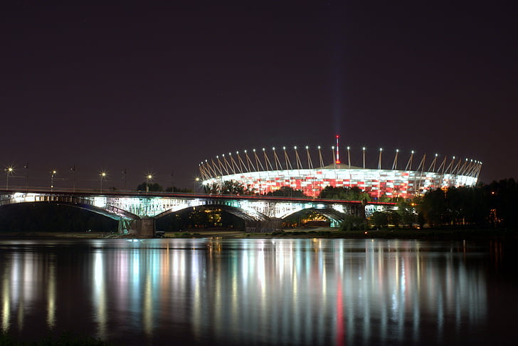 stadion, nemzeti, Varsó, Labdarúgás, sport, híd, Wisla