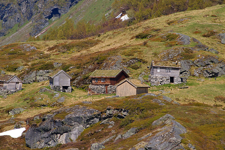 Noorwegen, fjordlandschaft, Bergen, landschap, natuur, heuvel, lente